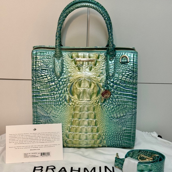 NWT Brahmin Seafoam Ombre Caroline Satchel - Picture 6 of 6